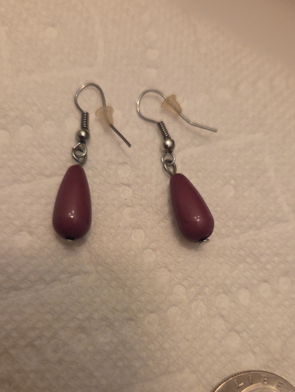 Elegant Purple Teardrop Dangle Earrings - Unbranded